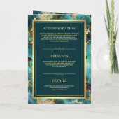Turquoise Gouden Marmer QR Code Moslim Trouwdag (Achterkant)