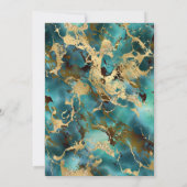 Turquoise gouden marmeren boog moslim bruiloft kaart (Achterkant)