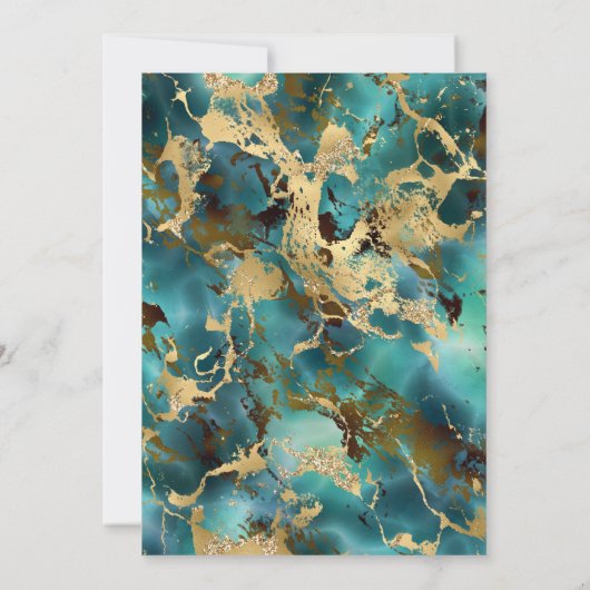 Turquoise gouden marmeren boog moslim bruiloft kaart (Achterkant)