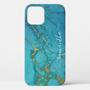 Turquoise gouden marmeren steen Handgeschreven naa Case-Mate iPhone Case