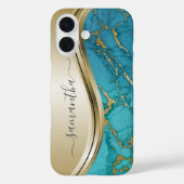 Turquoise gouden marmeren steen Handgeschreven naa Case-Mate iPhone Case (Achterkant)