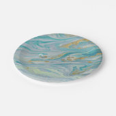 Turquoise & Gouden Marmeren Swirl Agaat Geode Bohe Papieren Bordje (Gekanteld)