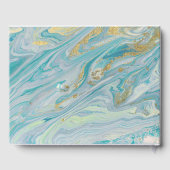 Turquoise & Gouden Marmeren Swirl Agaat Geode Brui Gastenboek (Achterkant)