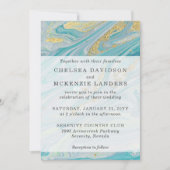 Turquoise & Gouden Marmeren Swirl Agaat Geode Brui Kaart (Voorkant)