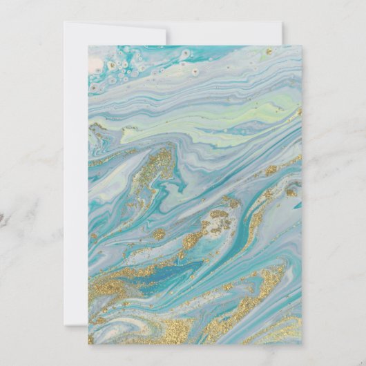 Turquoise & Gouden Marmeren Swirl Agaat Geode Brui Kaart (Achterkant)