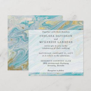 Turquoise & Gouden Marmeren Swirl Agaat Geode Brui Kaart