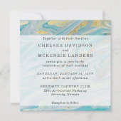 Turquoise & Gouden Marmeren Swirl Agaat Geode Brui Kaart (Voorkant)