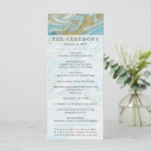 Turquoise & Gouden Marmeren Swirl Agaat Geode Brui Programmakaart (Staand voorkant)
