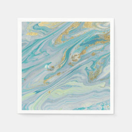 Turquoise & Gouden Marmeren Swirl Agaat Geode Brui Servet