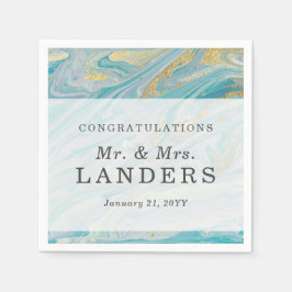 Turquoise & Gouden Marmeren Swirl Agaat Geode Brui Servet