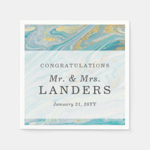 Turquoise & Gouden Marmeren Swirl Agaat Geode Brui Servet