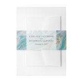 Turquoise & Gouden Marmeren Swirl Agaat Geode Brui Uitnodigingen Wikkel (Voorkant Voorbeeld)