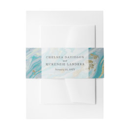 Turquoise & Gouden Marmeren Swirl Agaat Geode Brui Uitnodigingen Wikkel