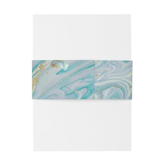 Turquoise & Gouden Marmeren Swirl Agaat Geode Brui Uitnodigingen Wikkel (Achterkant Voorbeeld)