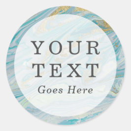 Turquoise & Gouden Marmeren Swirl Agaat Geode Cust Ronde Sticker