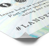 Turquoise & Gouden Marmeren Trouw Hashtag Fotoschi Poster (Hoek)