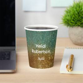 Turquoise gouden neon glitters papieren bekers