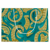 Turquoise Gouden Octopus Cadeautas (Voorkant)