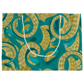 Turquoise Gouden Octopus Cadeautas (Achterkant)