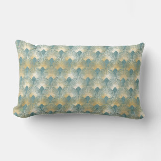 Turquoise gouden patroon, waaier veer patroon, Art Kussen