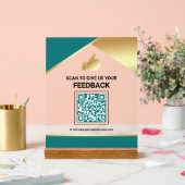Turquoise Gouden QR-code Klantfeedback Beoordeling Acryl Bord (Huwelijk)