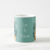 Turquoise & Gouden Sneeuwman met Kerstboom Koffiemok (Center)