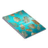 Turquoise gouden tropische bladeren notitieboek (Rechterzijde)