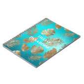 Turquoise gouden tropische bladeren notitieboek (Linkerzijde)