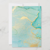 Turquoise Gouden Trouw Uitnodiging (Achterkant)