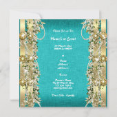 Turquoise gouden trouw verjaardag verlovingsfeest kaart (Achterkant)