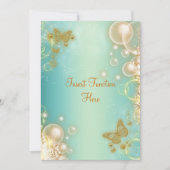 Turquoise gouden vlinder trouw verloving kaart (Voorkant)