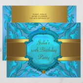 Turquoise Gouden Vrouw 50e Verjaardagsfeestje Kaart (Voorkant / Achterkant)