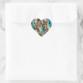 Turquoise gouden witte luipaard hart sticker (Tas)