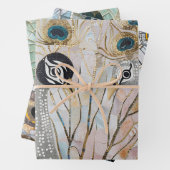 Turquoise Gouden Witte Peacocks Inpakpapier Vel (In situ)