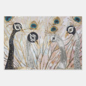 Turquoise Gouden Witte Peacocks Inpakpapier Vel (Voorkant)