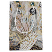 Turquoise Gouden Witte Peacocks Medium Cadeauzakje (Voorkant)