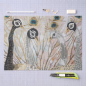 Turquoise Gouden Witte Peacocks Tissuepapier (Craft)