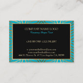 Turquoise & Gouden Zebra Strepen Visitekaartje (Achterkant)