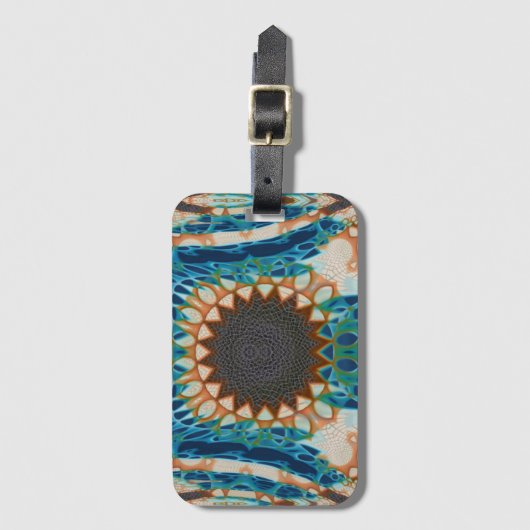 Turquoise Gouden Zon Zuidwesterse Kunst Bagagelabel (Voorkant (verticaal))