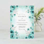 Turquoise Graceful Spring Wedding Kaart (Staand voorkant)