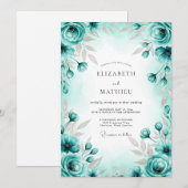Turquoise Graceful Spring Wedding Kaart (Voorkant / Achterkant)