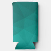 Turquoise gradiënt geometrie mesh patroon Monogram Seltzer Blikjeskoeler (Achterkant)