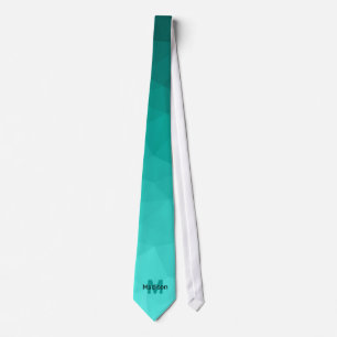 Turquoise gradiënt geometrie mesh patroon Monogram Stropdas