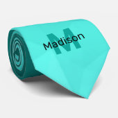 Turquoise gradiënt geometrie mesh patroon Monogram Stropdas (Opgerold)