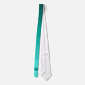 Turquoise gradiënt geometrie mesh patroon Monogram Stropdas (Achterkant)