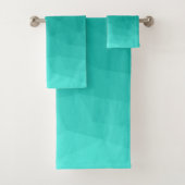 Turquoise gradiënt geometrisch mesh helder patroon bad handdoek (Insitu)