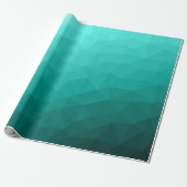 Turquoise gradiënt geometrisch mesh patroon cadeaupapier (Uitgerold)