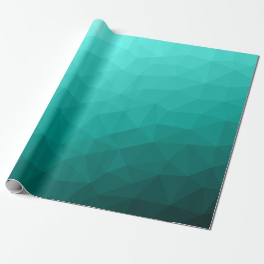 Turquoise gradiënt geometrisch mesh patroon cadeaupapier (Uitgerold)