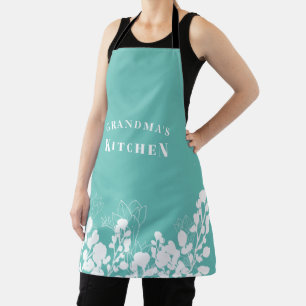 Turquoise Grandma's Kitchen White Floral Schort