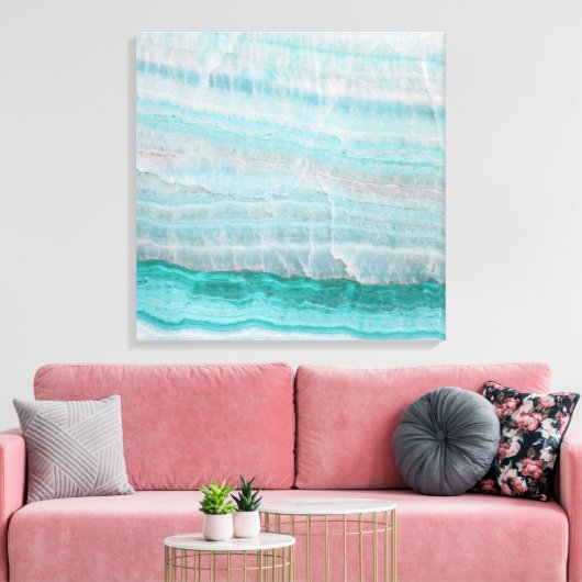 Turquoise Granite Stone Layered Wave Print (Insitu (Woonkamer))